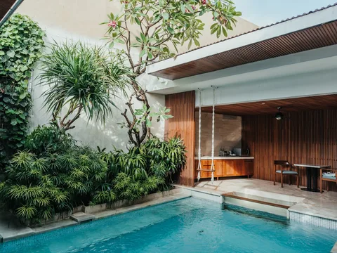 Private Pool Villa Bali | Safari Sutra Holidays Private pool villa in Ubud Bali surrounded by jungle — accommodation in Bali holiday packages from India