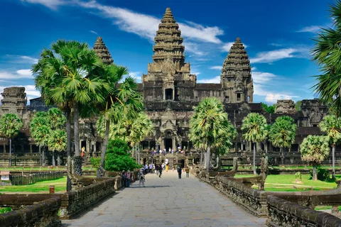 Angkor Wat Temple Tour Cambodia | Safari Sutra Holidays Ancient Khmer temple towers at Angkor Wat Cambodia — heritage tour packages from India | Safari Sutra