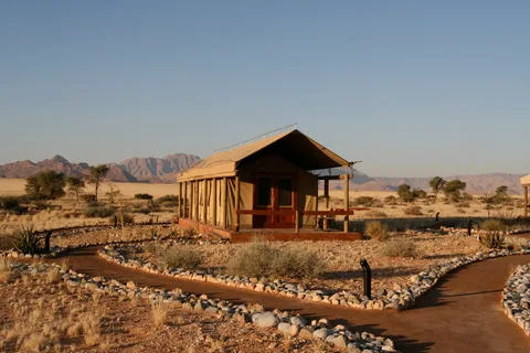 Luxury Desert Lodge in Namibia | Safari Sutra Holidays Luxury tented camp lodge interior near Sossusvlei, Namibia safari accommodation | Safari Sutra