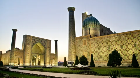 Registan Square Samarkand | Safari Sutra Holidays Registan Square Samarkand tilework madrasa — Uzbekistan Silk Road tour | Safari Sutra Holidays